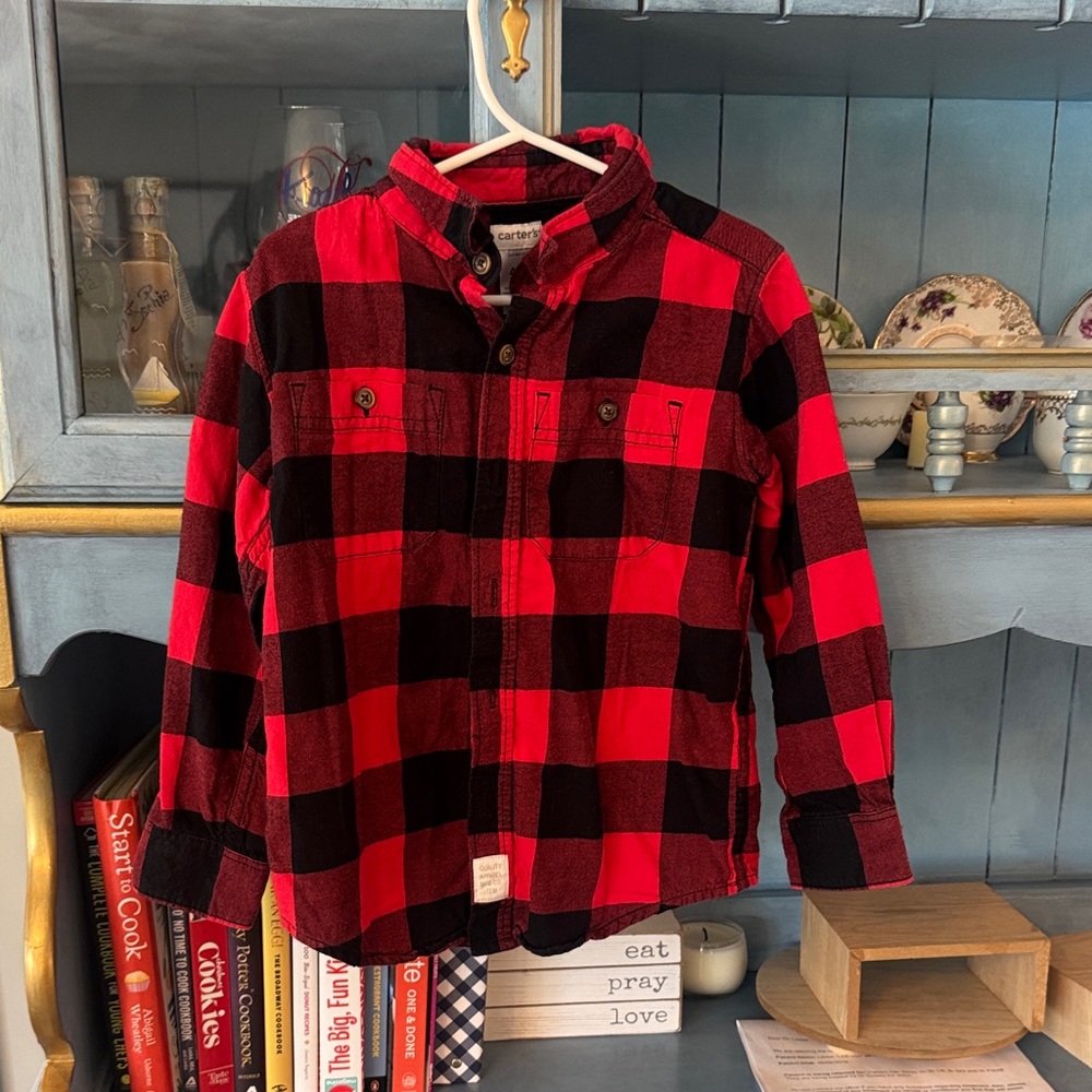 Carter's Kids Red and Black Plaid Button Down Shirt